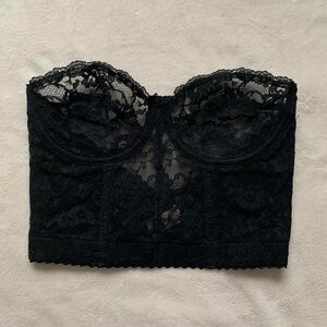 Vintage Vogue Black Lace Lingerie Corset Bustier Top